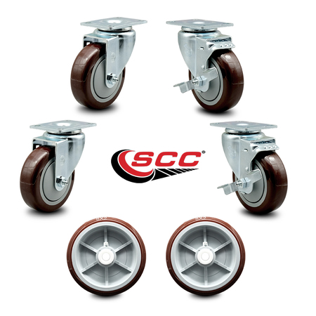 Service Caster Regency 600UBCKIT6 U-Boat Cart Caster and Wheel Replacement Set - USAREG20S414PPUBMRN-TP2-2-TLB-2PPUD820-2